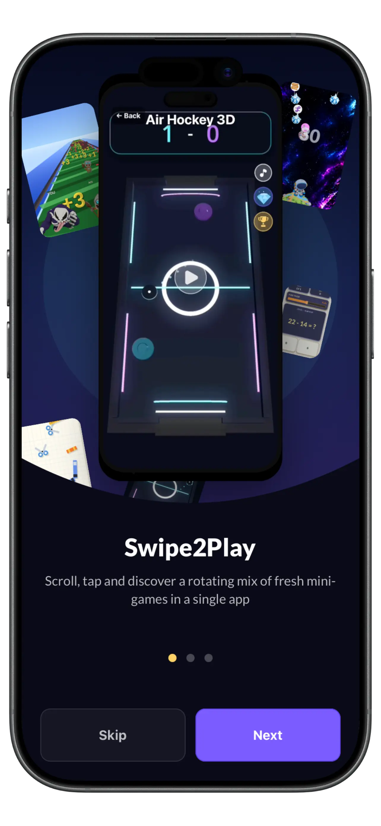 Air Hockey 3D mini game inside Swipe2Play